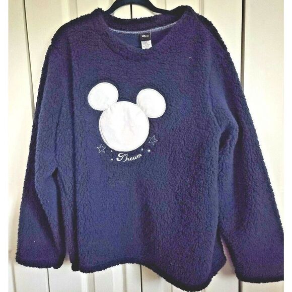 Disney‎ Women's 2X Mickey Mouse Dream Plush Fleece Blue Pajama Top 2XL Plus - Picture 1 of 6